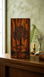 Handmade Wooden Cremation Urn Tree of Life <b>Memorial</b> Keepsake <b>Box</b> Brown Decorative Funeral Supply Custom Design - Product Image 6