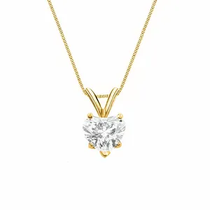 1 Ct Heart Lab Created Grown Diamond Real <b>Solid</b> 14K Yellow <b>Gold</b> <b>Pendant</b> Necklace - Product Image 1