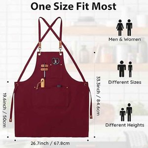 Tablier de cuisine en toile personnalisé avec logo imprimé, tablier de chef en coton imperméable avec sangle réglable et poches - Product Image 3