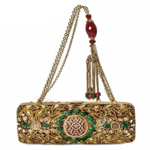 Ornate gold lace overlay on a <b>silver</b> satin box clutch. The perfect party accessory. Available at wholesale prices. - Product Image 6