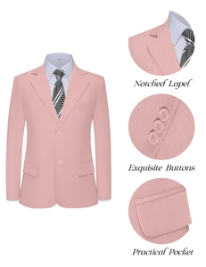 Blazer rose à revers cranté pour garçons, uniforme scolaire décontracté coupe ajustée pour élèves du primaire – Prix usine - Product Image 3