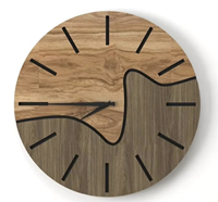 Jam Dinding Kayu dengan Penutup Bambu Alami, Alarm Quartz, Tampilan Jarum Satu Sisi, Desain Industrial, Ruang Tamu, Dari India