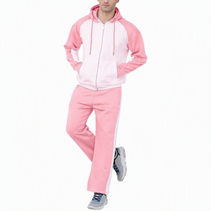Ensemble de survêtement pour homme, couleur kaki et blanc, à capuche, sweat-shirt zippé, pantalon de survêtement, décontracté, automne, deux pièces - Product Image 5