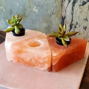 Support de bougie en sel de l'Himalaya sculpté en forme de triangle, matériau organique, écologique, logo personnalisé, artisanat naturel, style antique, vente en gros - Product Image 6