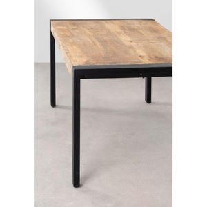 Mesa de Comedor de Madera de Mango con Acabado Rústico Industrial y Patas de Hierro, Acabado Natural, Ecológica, Plegable, para Uso en Restaurantes y Hoteles - Product Image 3