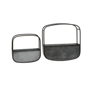 Juego de 2 macetas colgantes de pared semicirculares de metal galvanizado al por mayor, estilo rústico, para plantas de interior y exterior, decoración para el hogar y el jardín - Product Image 6