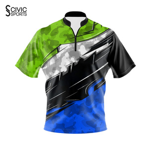 Camiseta de Boliche Personalizada Sublimada, Transpirable, de Secado Rápido, Duradera, Estilo Vintage, con Cierre, Spandex/Algodón, Logotipo Impreso, Jersey Deportivo de Boliche - Product Image 1