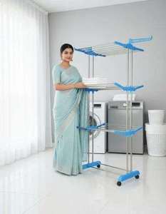Minimalist Stainless Steel Clothes Drying <b>Rack</b> Three Layer Detachable Laundry <b>Stand</b> Mobile Wall Mounted Balcony Holder - Product Image 4
