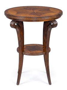 Table basse en bois traditionnelle faite à la main avec plateau incrusté et étagère inférieure, design antique pour le salon - Product Image 1