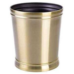 Poubelle cylindrique en laiton cannelé doré Skies Trader, corbeille à papier ronde en métal pour hôtel et bureau - Product Image 4