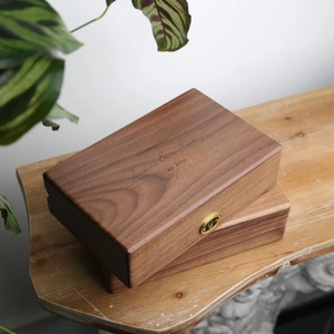 Eco-Friendly Rectangle <b>Wooden</b> <b>Box</b> for Jewelry Gift Storage-Soft Interior for Delicate Items Christmas Chinese New Year Tabletop - Product Image 1