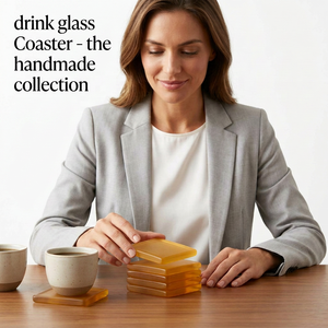 Modern Resin Coaster Set Octagonal Yellow 5mm Non Slip Mats Eco-Friendly Handmade the Handmade Collection for <b>Table</b> Decor - Product Image 1