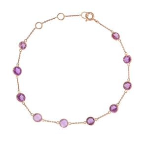 Bracelet chaîne en saphir rose ovale, bijoux fins de luxe pour femmes, or jaune 18 carats, cadeau de mariage, de fiançailles ou d'anniversaire - Product Image 3