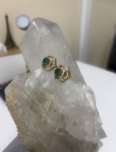 Flower <b>Stud</b> <b>Earrings</b> <b>Emerald</b> Cut Green Stone 925 Silver Gold Plated Cute Women's Classic Wedding Jewelry Gift Traditional - Product Image 4