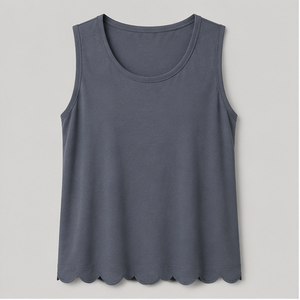 T-shirt sans manches gris ardoise à col rond et coupe décontractée pour femme WTS-0062 - Product Image 1