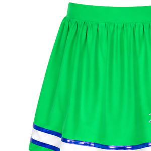 Custom <b>Green</b> Cheerleading <b>Skirt</b> <b>Pleated</b> Athletic Uniform <b>Skirt</b> With Striped Trim Team Performance Wear Custom Sports Apparel - Product Image 3