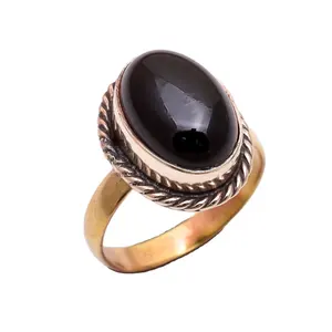 Кольцо из натурального черного оникса с золотым покрытием для женщин и девочек, оптовая продажа, латунные ювелирные изделия, обручальные кольца, кольца для вечеринок