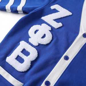 Cardigan en polaire bleu Zeta Phi Beta, broderie chenille, vêtements de sororité grecque, unisexe, coton premium, boutonné - Product Image 3