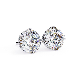 Round Cut Moissanite Stud <b>Earrings</b> 2.5 CT Each 18K Solid Gold vinteg style 7x7 mm Luxury Unisex Jewelry - Product Image 3