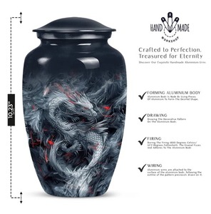 Ocean Wave Design Cremation <b>Urn</b> for Adult Ashes Memorial Funeral <b>Urn</b> Customizable Pattern <b>Large</b> Size Aluminium <b>Urn</b> - Product Image 4