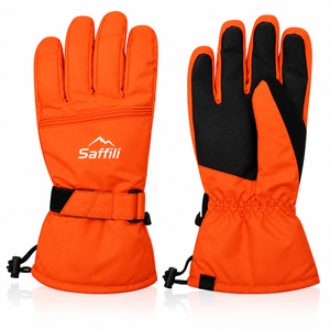 Gants de ski d'hiver Saffili, orange, imperméables, coupe-vent, isolés thermiquement, avec sangle de poignet réglable, unisexe - Product Image 1