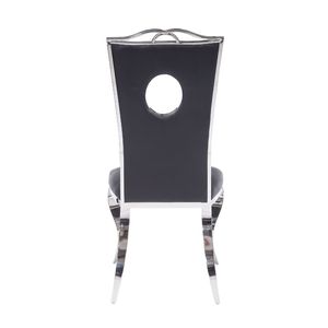 Set di 2 sedie da pranzo nere e cromate con seduta e schienale imbottiti in PU - Product Image 5