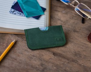 Porte-cartes en cuir véritable à accès rapide, blocage RFID, étui pour cartes de crédit, logo personnalisé, portefeuille de poche pour homme LNCR-0037B - Product Image 3