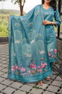 Women's Pure Cotton Salwar Kameez Set AnamiKA <b>Top</b> & Bottom with Duppata Fabric Modern Style Quick Dry - Product Image 3