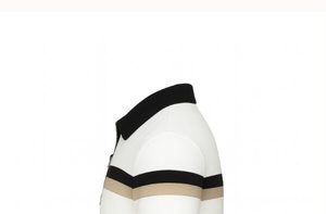 T-shirt à col zippé pour homme, beige et noir, impression personnalisée - Product Image 2