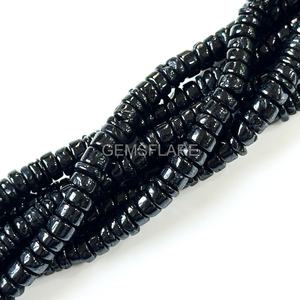 Cuentas Heishi de ónix negro natural, cuentas lisas de ónix negro de 6 mm, cuentas planas de ónix negro, cuentas de piedras preciosas negras para la fabricación de joyas - Product Image 1