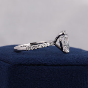 Anillo de compromiso con diamante talla pera para mujer, platino, color D, cultivado en laboratorio, certificado IGI - Product Image 3