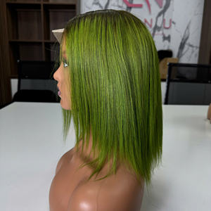 Venta caliente Ombre Chartreuse Color peluca corta con cierre 2x4 | Super doble dibujado cabello humano vietnamita - Product Image 2