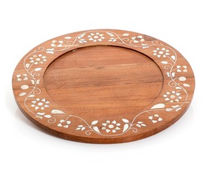 Tabla de servir de madera de acacia natural con nácar, tabla de cortar de madera en forma de arco, bandeja para servir alimentos, decoración al por mayor - Product Image 4
