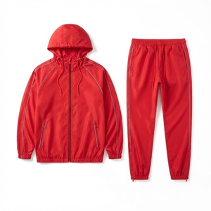 Ensemble de survêtement coupe-vent à fermeture éclair intégrale personnalisé OEM, 180 GSM, en microfibre noire, pour le streetwear et les vêtements de sport - Product Image 6