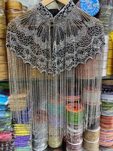 Kushang Textile Women's Ethnic Handmade Floral Regular <b>Poncho</b> Fringes Breathable Fabric for Gujarat Wedding Occasions Outdoor - Product Image 4