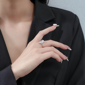 CONCEPTION แหวนมอยซาไนต์ 4 กะรัต รูปทรงลูกแพร์ เพชรเต็มวง แหวนแต่งงานผู้หญิง เครื่องประดับเงินแท้ 925 สำหรับผู้หญิง - Product Image 6