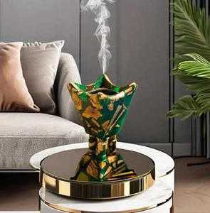 Brûleur à Bakhoor en bois et résine époxy, artisanal, écologique, durable, de haute qualité, style moyen-oriental, religieux, pour la maison - Product Image 4