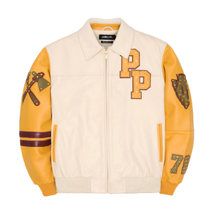 Blouson universitaire personnalisé pour homme, style streetwear hiver, broderie premium, OEM/ODM, 100% laine peignée, logo frontal - Product Image 1