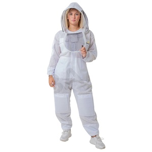 Traje de abeja de 3 capas con velo de esgrima y un par de guantes Traje de apicultura ventilado a prueba de picaduras para apicultores - Product Image 1
