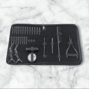 Kit d'outils professionnels pour extensions de cheveux à usage en salon, ensemble d'outils d'application pour cheveux naturels avec pinces, peigne, aiguille et boucle - Product Image 2