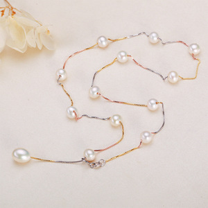 Collar de Perlas de Agua Dulce con Cielo Estrellado de Plata S925 Simple de Zhuji Mountain Lake Jewelry, Cadena de Clavícula al por Mayor con Cadena para el Cuello - Product Image 3