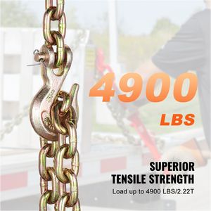 Catena di Trasporto G80 per Carichi Pesanti 5/16'' X 10.3 con Ganci a Forcella, Capacità 4900 Libbre, Accessori per Controllo Carico Sicuro - Product Image 5