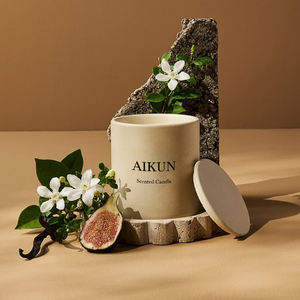 Vela Aromática de Cera Natural AIKUN con Aroma a Rosa y Peonía en Frasco de Cerámica, Elegante Vela Perfumada para Pedidos al por Mayor OEM ODM - Product Image 4