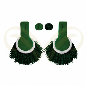 Épaulettes professionnelles réglables en polyester vert et noir avec franges en bullion, épaulettes d'uniforme personnalisées - Product Image 4