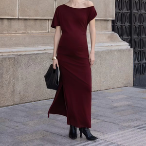 Summer Midi Casual New Minimalist Buttons Breathable Side Slit Simple Loose Yarn Dyed Straight Stripes Dresses - Product Image 1