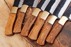 Ensemble de 6 couteaux de chef en acier Damas, manche en bois de rose, écologiques, professionnels, vente chaude, commande minimum 10 pièces - Product Image 1