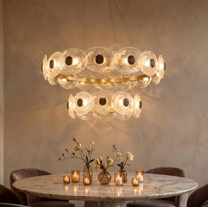 Dazzling flush-mount ceiling <b>light</b> adorned with cascading rows of multi-faceted <b>crystal</b> prisms, available at wholesale prices. - Product Image 4