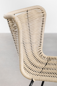 Silla de comedor de mimbre de ratán moderna contemporánea, cómodo respaldo curvo, estilo minimalista de Metal para apartamento de Hotel en casa - Product Image 5