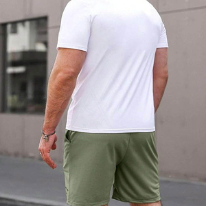 OEM Manufacture Casual Style Men's Summer Tracksuit T Shirt with chest pocket & Short <b>Set</b> 100% Cotton Plain Men Fashion <b>Set</b> - Product Image 2