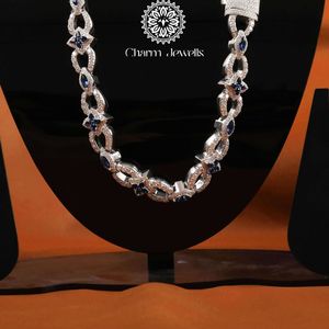 Charm Jewells Men's/Unisex Moissanite <b>Statement</b> <b>Necklace</b> 14K Gold Plated Flower Link Chain IGI Certified Hiphop Party Luxury - Product Image 1